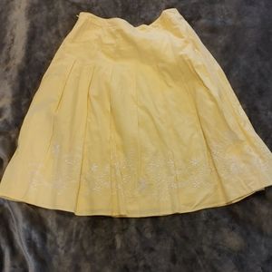 Talbots Yellow Embroidered Spring Knee Skirt 10